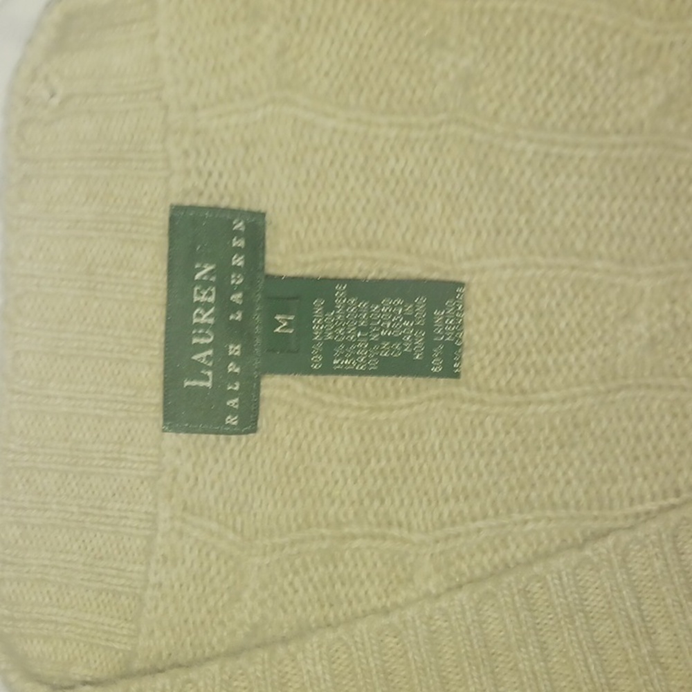 Ralph Lauren Cashmere Blend Beige Cable Knit Cardigan sz.M - Picture 3 of 5